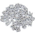 Silver A-Z 8mm Full Rhinestone Slide Charms Crystal Alphabet Letter Charm Alloy Letter Charm for Bracelets Necklace Wristbands