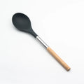 Kitchen Accessories Home and Kitchen Cookware Sets Food Grade Stainless Steel Kitchen Silicone Serving Spoon with Wooden Handle