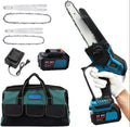 2-in-1 Cordless Pole Saw+Chainsaw Oil+Electric Chainsaw Sharpener Handheld Chain Saw for Branch/Tree/Wood Cutting
