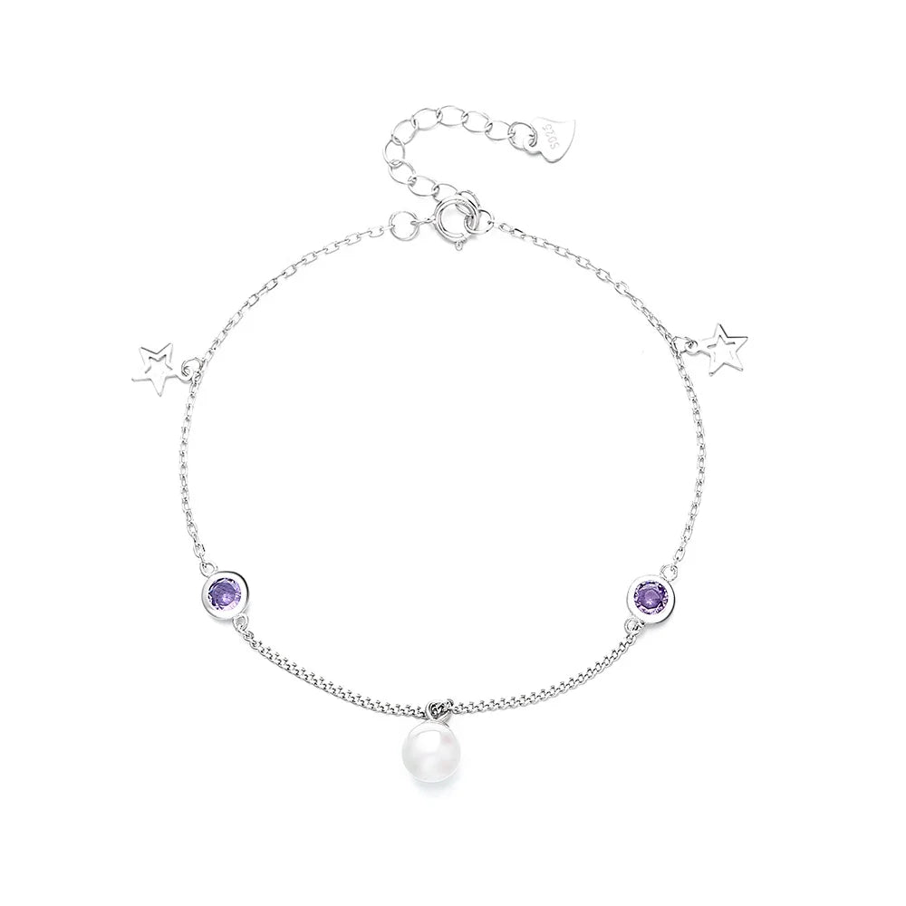 Fashion Jewelry 925 Sterling Silver Link Chain Bracelet for Woman Cubic Zircon Bracelet