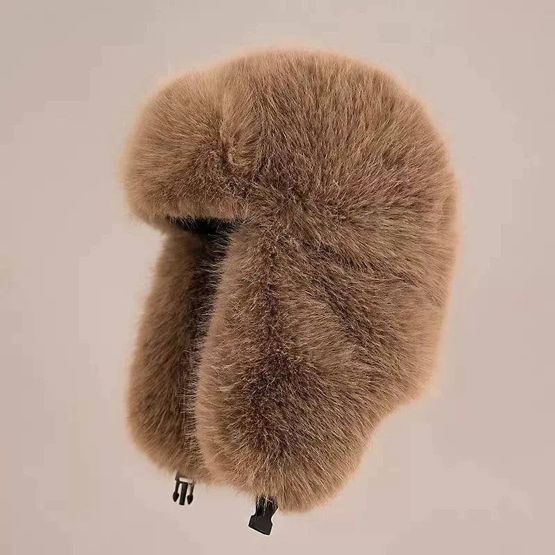2026 New Design Russian Thick Winter Beanie Imitation fox Fur Fur Ear Windproof Hat Winter Ski Warm Fashion Hat With Ear Flaps