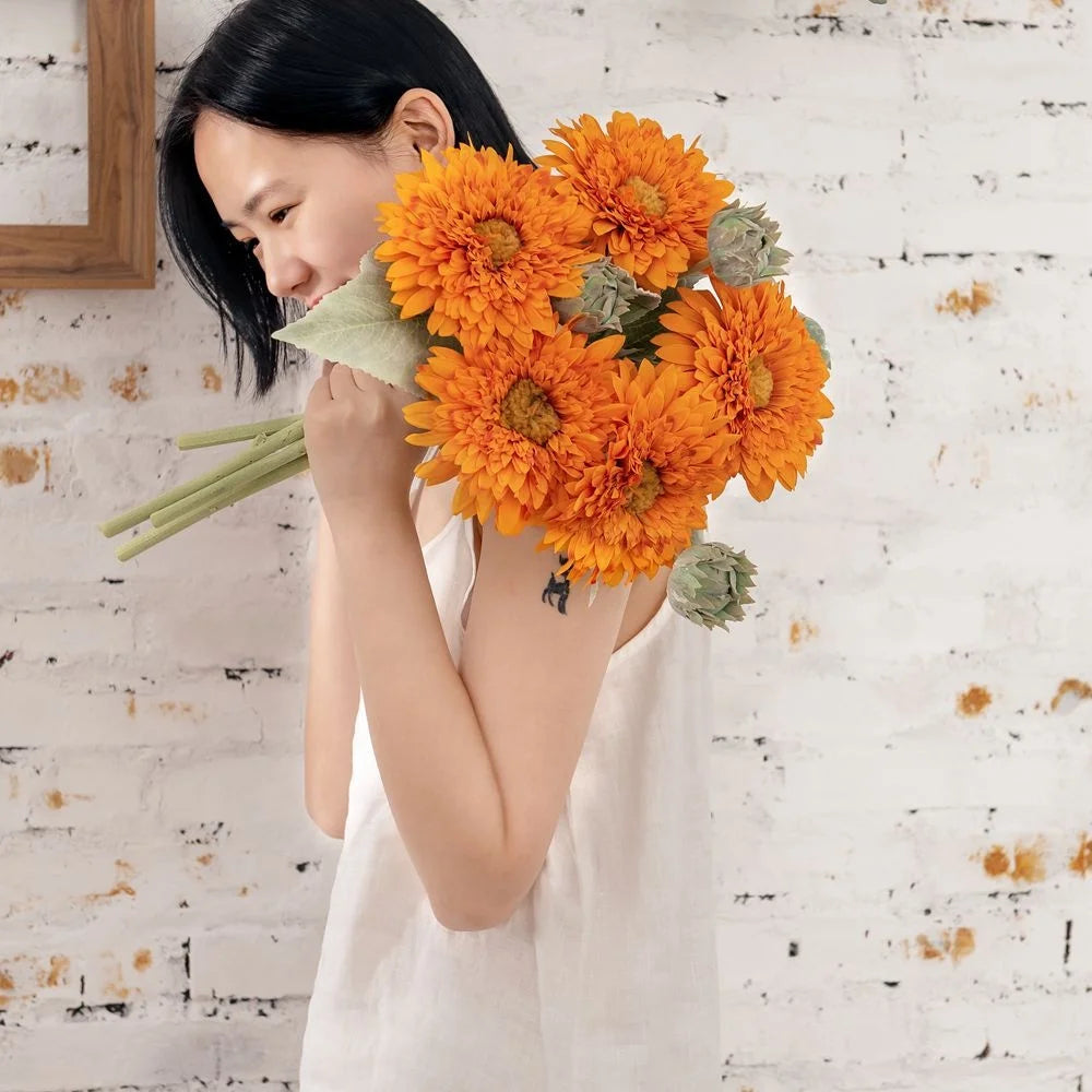 L092  Hot Sale Real Touch Artificial Flowers Wholesale Price Colorful Lifelike Silk Sunflower for Store Home Decoration