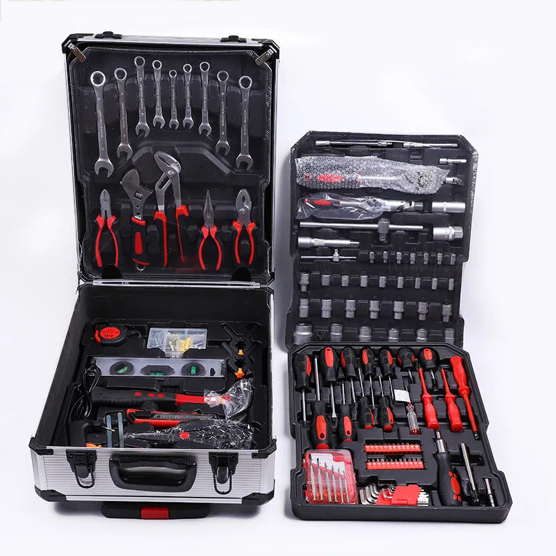 187pcs Hand Tools Home DIY OEM Flexible Head Rotator Ratchet Handle Wrench Socket Set Mechanical Tool With Tool Box Storage Case