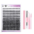 Praeclarus Natural Style Individual Lash Extensions Kit 14 Rows Cluster Eyelashes Lash Bond Seal Glue Makeup Set for Home Use