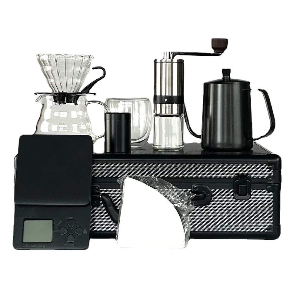Travel Portable Coffee Set with Scale Gift Box Hand Brewed Coffee Pot Gift Box Hand Brewed Coffee Utensils