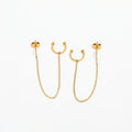 New Trendy Earring 18K Gold Plated Cuff Chain Threading Earrings for Women Stainless Steel Earrings Wholesale