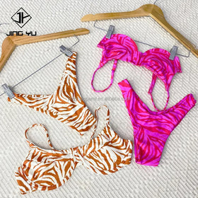 2024 New Design Swimwear Womens Swimsuits Breathable Printed Textured Fabric Custom Bikinis Wholesale Swimwear