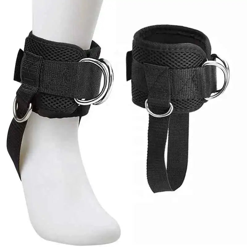 Neoprene Self-Adhesive Eco-Friendly Padded Ankle Straps for Glute Leg Workouts Fitness Ankle Cuffs Cable Reinforce Double D-Ring