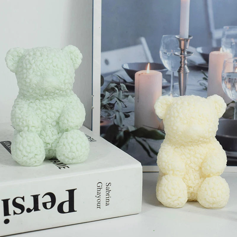 DIY Eco-friendly Customizable Decoration Ornament Plush Teddy Bear Aromatherapy Candle and Soap Molds