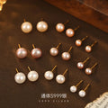 Women's Earrings Wholesale S999 Jewelry Fresh Water Natural Pearl Stud Earrings