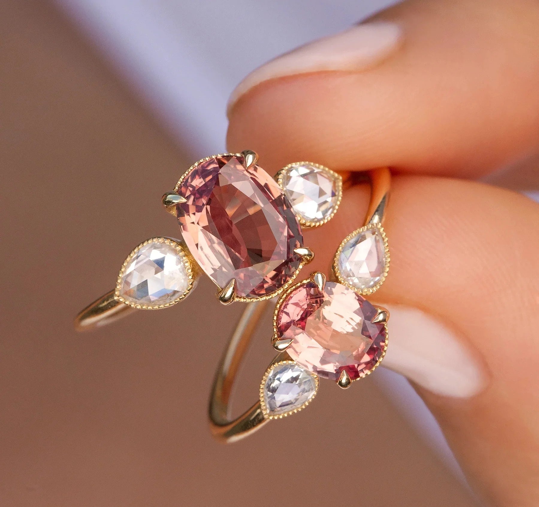 Wholesale 18K Gold Plated 925 Sterling Silver Ring Orange Oval Sapphire with Brilliant Cut Sparkling Dainty Jewelry for Women