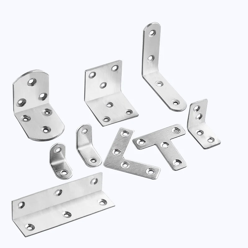 90-Degree T-Type Stainless Steel Fixed Bracket with Zinc Plated Flat Angle L-Type Connector Metal Shelf Bracket
