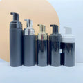 Black Plastic Foam Pump Bottle 200ml PET Facial Cleanser Mousse Liquid Soap Lash Shampoo Bottle Customization  logo