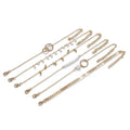 ZF Bohemian Gold Plated Tassel Bracelet Set for Women Geometric Leaves Beads Hand Chain Boho Jewelry for Gift