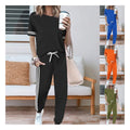 Wholesale New Design Women's Summer Casual Stripe Tracksuit Short Sleeve T-shirt and Long Pants Set Two Pieces Women Sports Set