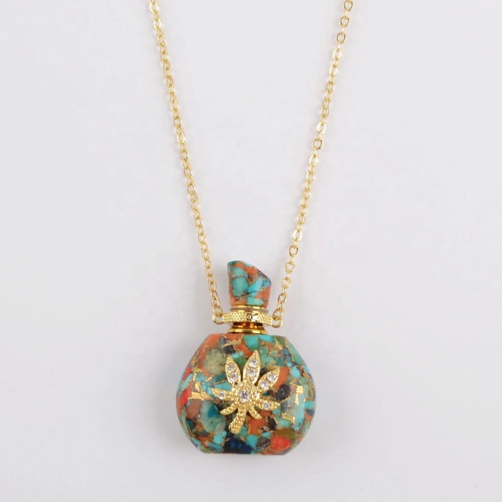 Genuine Gemstone Perfume Essential Oil Diffauser Bottle Pendant Healing Crystal  Essential Oil Diffuser Necklace