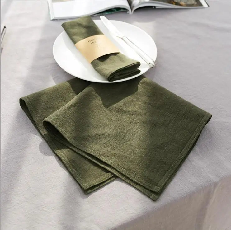 Organic Cotton Linen Blend Yarn-Dyed Solid Colorful Tea Towel Durable Quick-Dry Soft Hand Towel Home Kitchen Place Mat Christmas