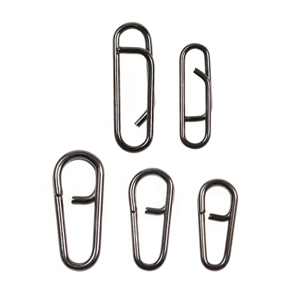 Fishing Stainless Steel Bent Head Oval Split Rings & Fast Snap Clips Fishing Lure Leaders Connector Accessories