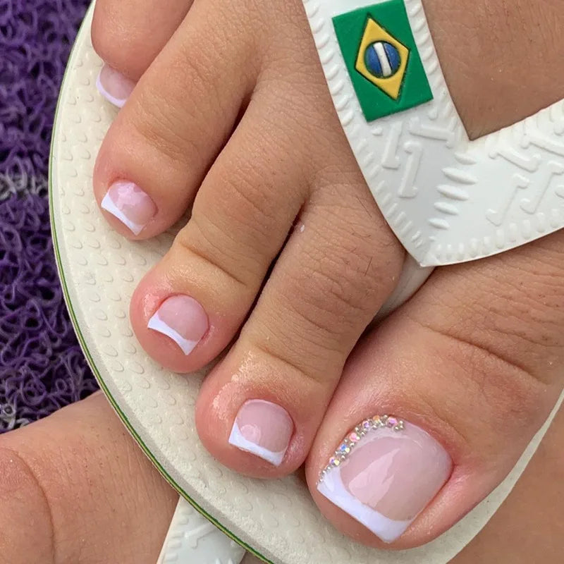 Wholesale Custom Design Bling Ballerina Pink French Press-On ABS Nails Tips Factory Price Long Acrylic Nails for Fingers