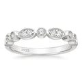 OAHLAN 925 Sterling Silver Wedding Band for Women Cubic Zirconia Marquise & Round Milgrain Half Eternity Stackable Ring Jewelry