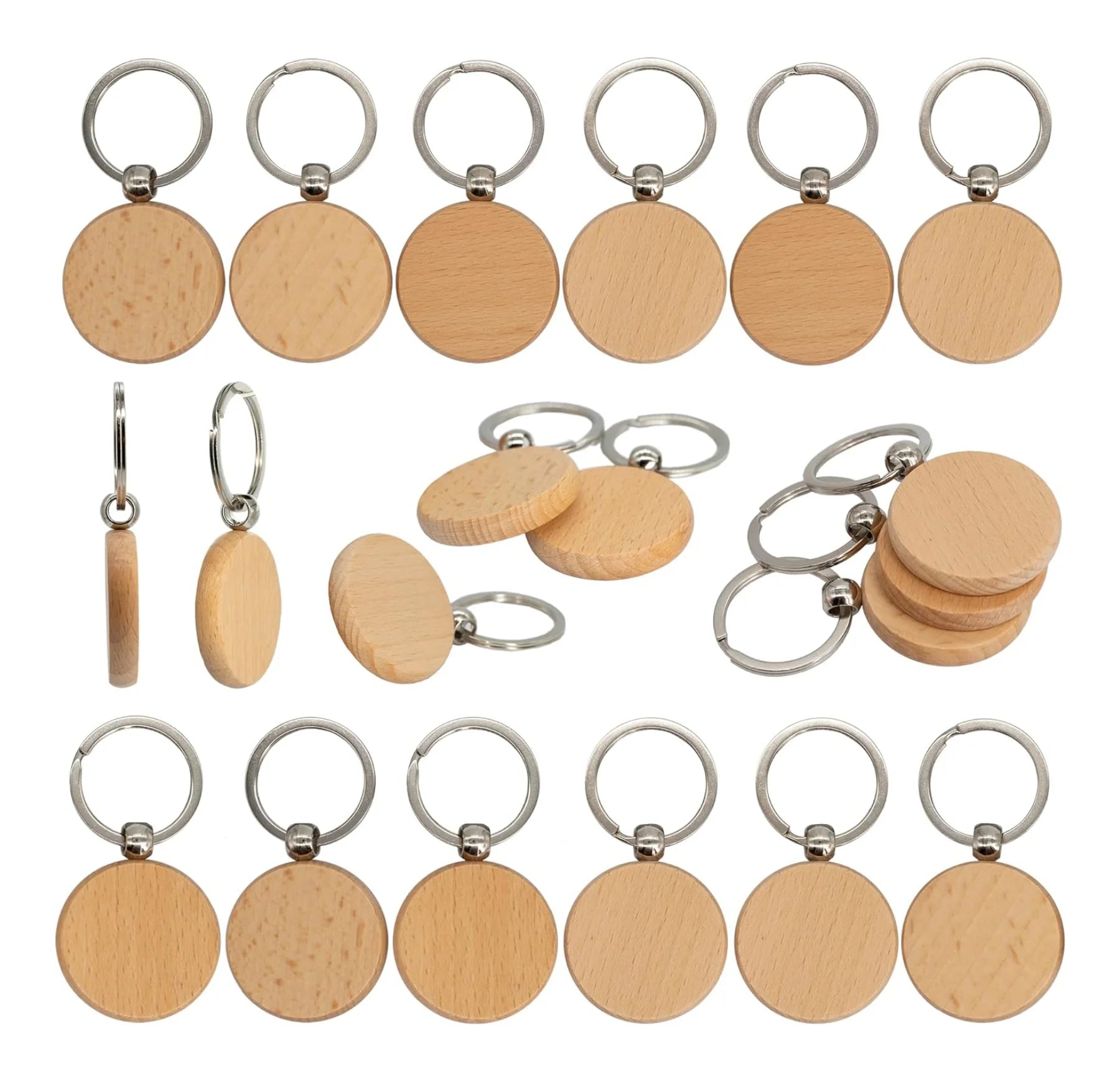 Gift Round Blank Wooden Key Chain Personalized Wood Keychain Ring Tags Craft Pendant Accessories DIY Clothing Bag
