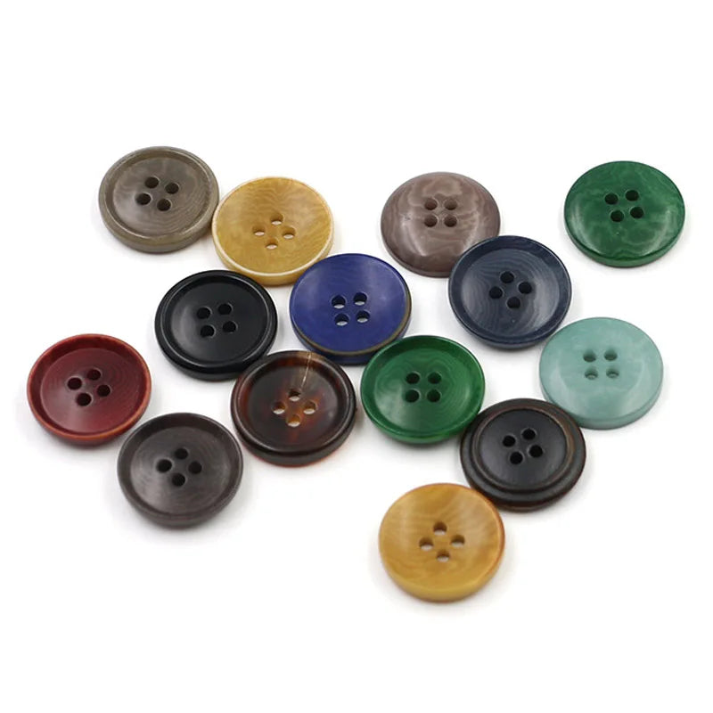 High Quality Custom Natural 4-Holes Corozo Flatback Buttons for Shirts Jackets Suit Clothing Bulk Sale of Plastic Resin Buttons