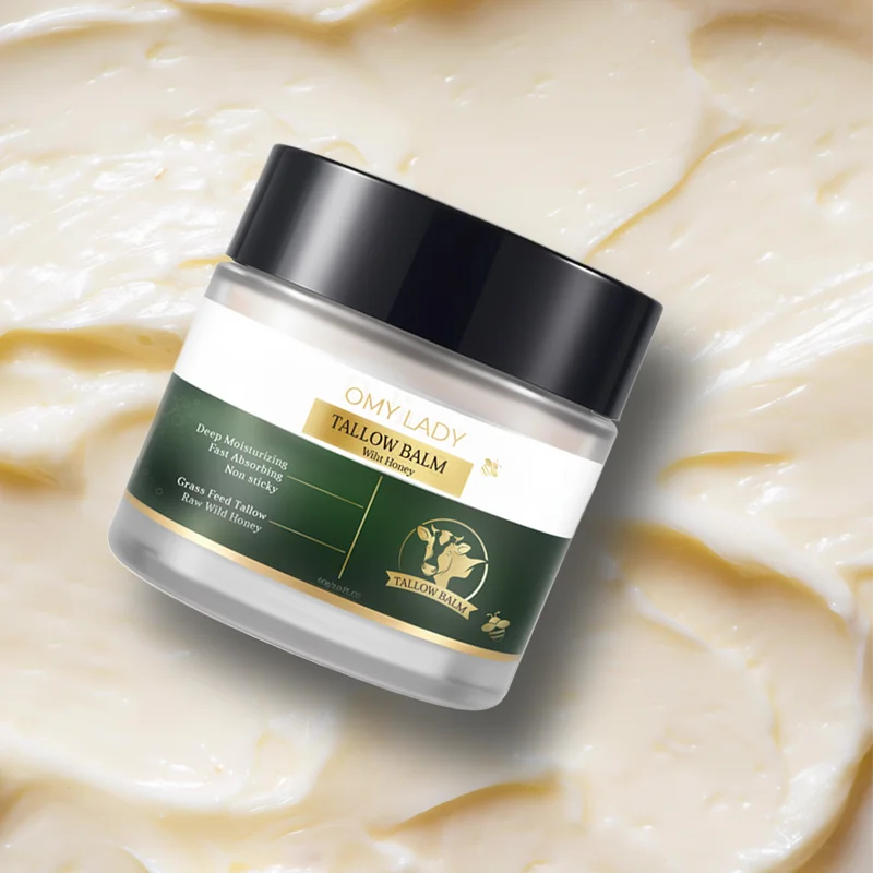 Facial Tallow & Honey Balm with Your Logo-Organic Honey Moisturizer Anti-Aging Anti-Wrinkle Skin Revitalizer 60g All Skin Types