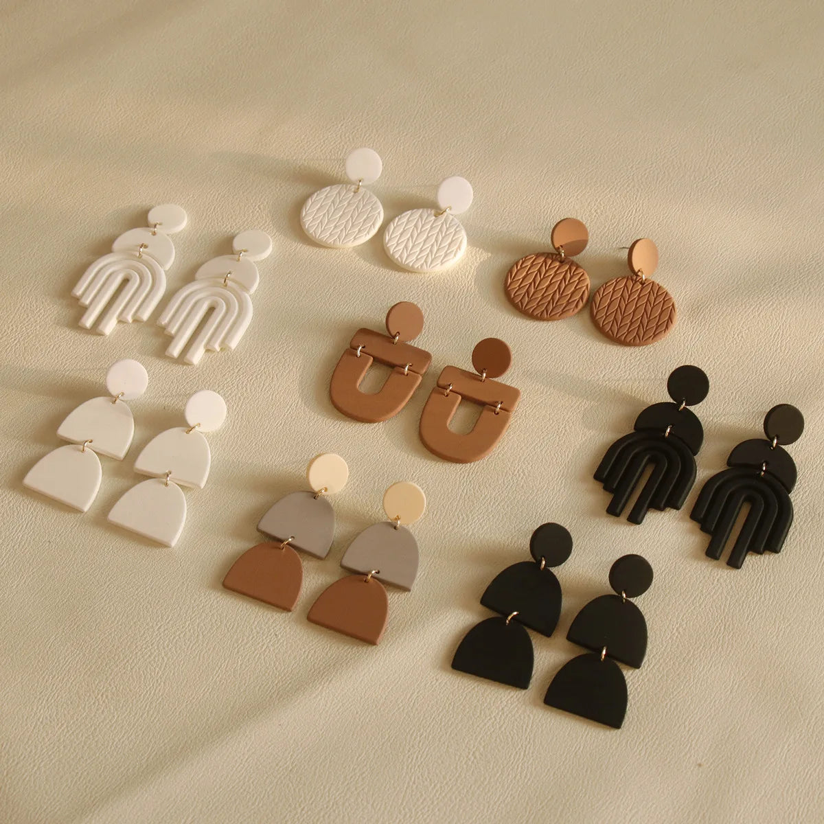 HOVANCI Unique Multiple Pure Color Irregular Shape Clay Acrylic Earrings Exaggerated Geometric Acrylic Polymer Clay Drop Earring