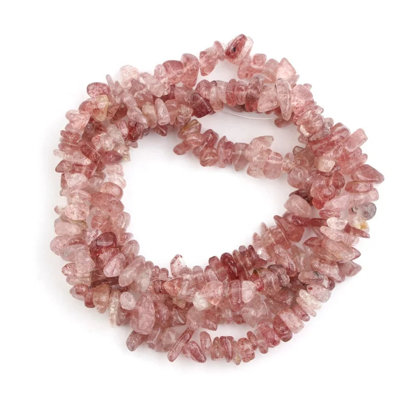 Natural Jewelry Accessories Freeform Gravel Chips Stone Irregular Shaped Strawberry Quartz Loose Beads