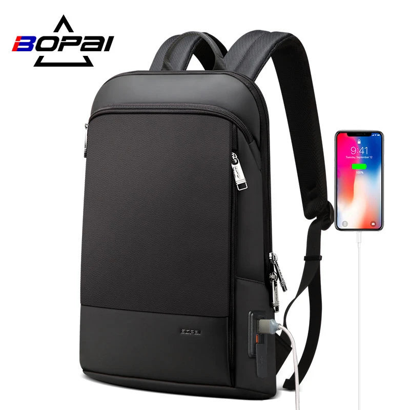Bopai Unisex Business Smart Keychain Usb Charging 15 Commute Intelligent College Bag Thin Anti Theft Men Slim Laptop Backpack MegaBDM