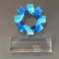 Blue Crystal Wheel Gear Award Trophy Crystal Crafts Custom Glass Award Trophy Award Souvenir Trophy Plaque Decoration