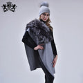 Winter Warm Cashmere Scarf Knitted Wool Scarf With Fur Fox Fur Collar Cashmere Scarf Capes