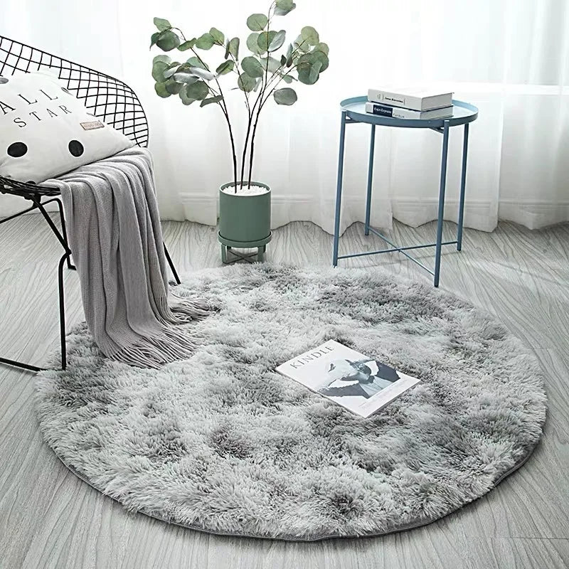 Home Decoration Tie Dye Round Shape Custom Fluffy Area Rugs for Living Room