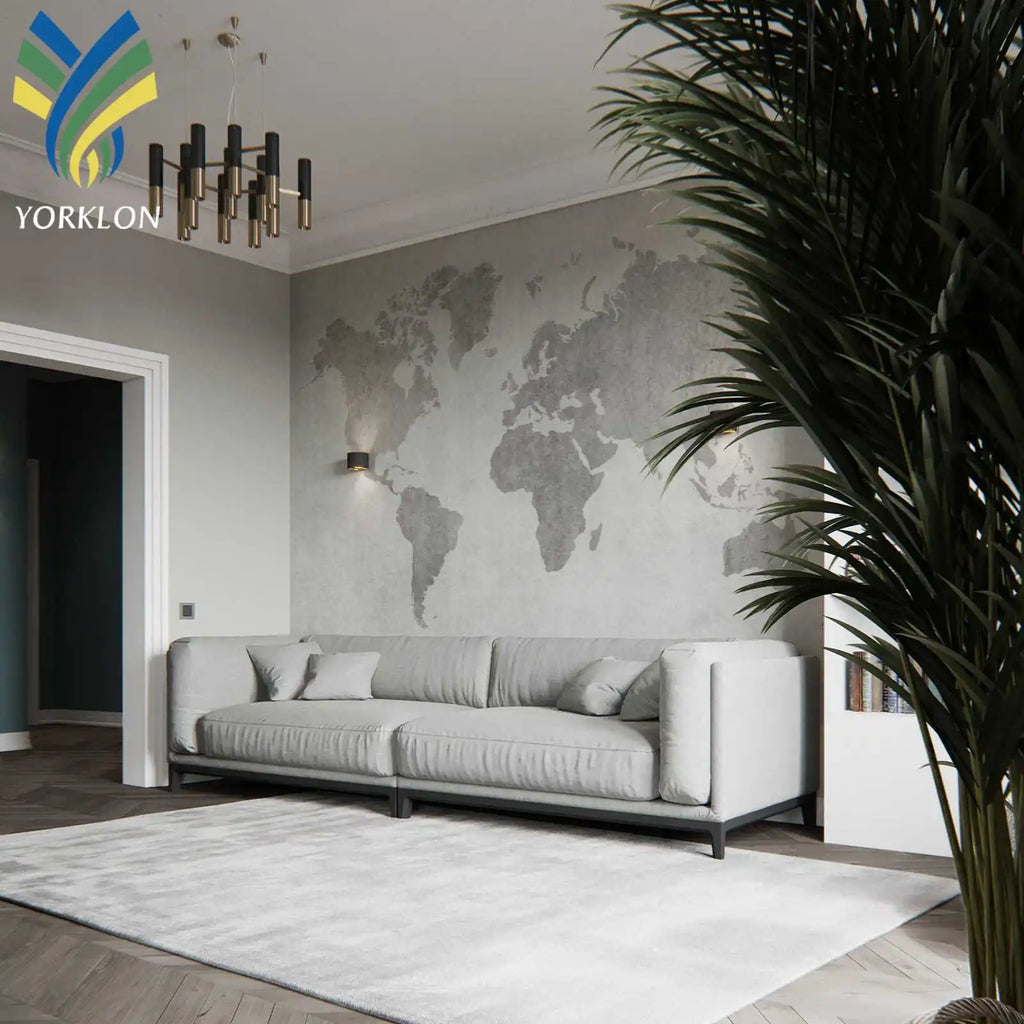 Customized Nordic Style 3D Gray WorldMap Wallpaper Mural Waterproof Backdrop for Cafe Coffee Barber Shop Wall Decor