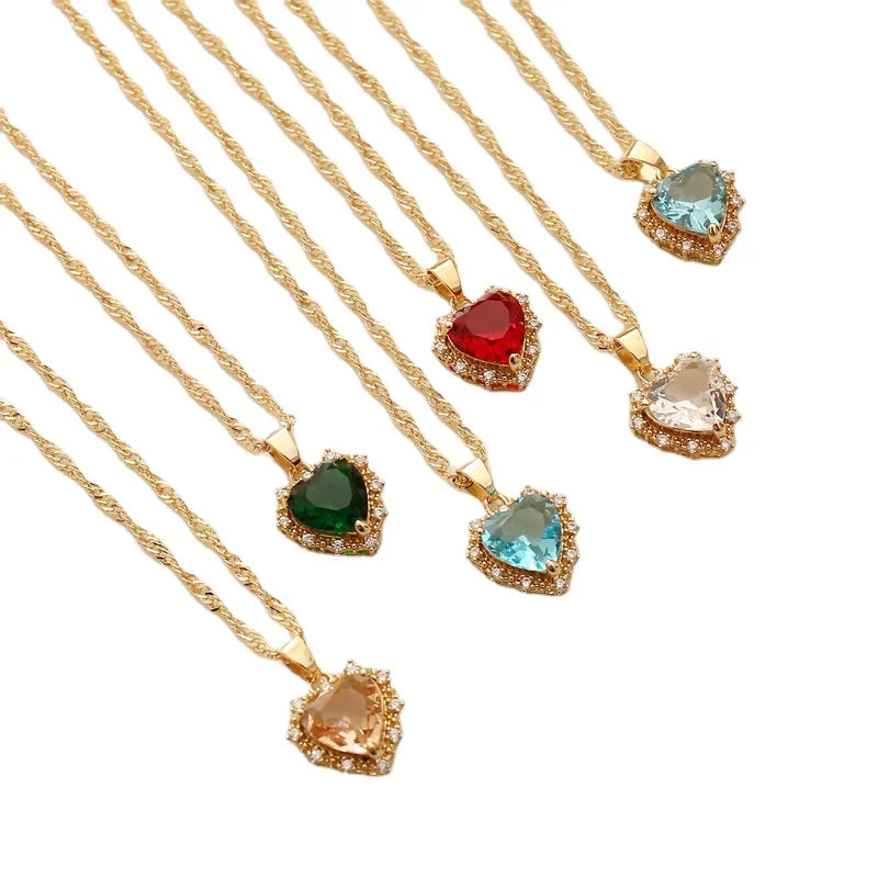 Heart Crystal Pendant Necklace for Women Wholesale Valentine's Day Mother 's Day Jewelry Gift