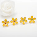 Latest Arrival 14K Gold Plated Inlaid Zircon Oil Drop Cute Small Flower Shape Stud Earrings