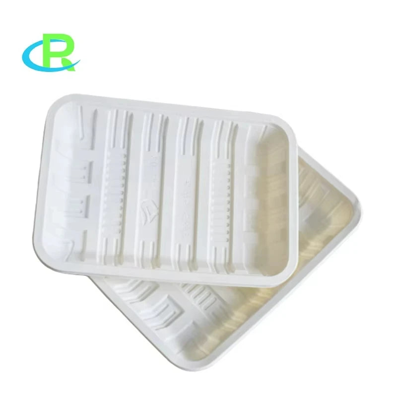 Factory Price Corn Starch Plate Meal Tray Cornstarch Lunch Box White Plastic Plate