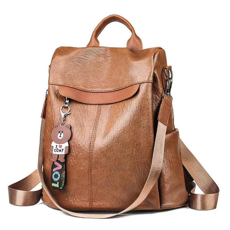 Wholesale Custom Cheap Hot Style Fashion High-Capacity Ladies PU Leather Anti-Theft Female Ladies Backpack Personalized Bagpack
