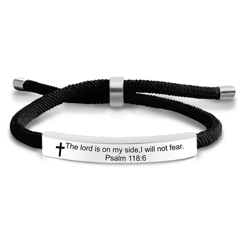 Titanium Stainless Steel Ankh Cross Adjustable Nylon Rope Christian Handmade Braided Bangle Classic Fashionable Men Women