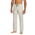 Customized Logo Mens Spring Flat Front Elastic Waist Midweight Linen Trousers Casual Straight Leg Pants