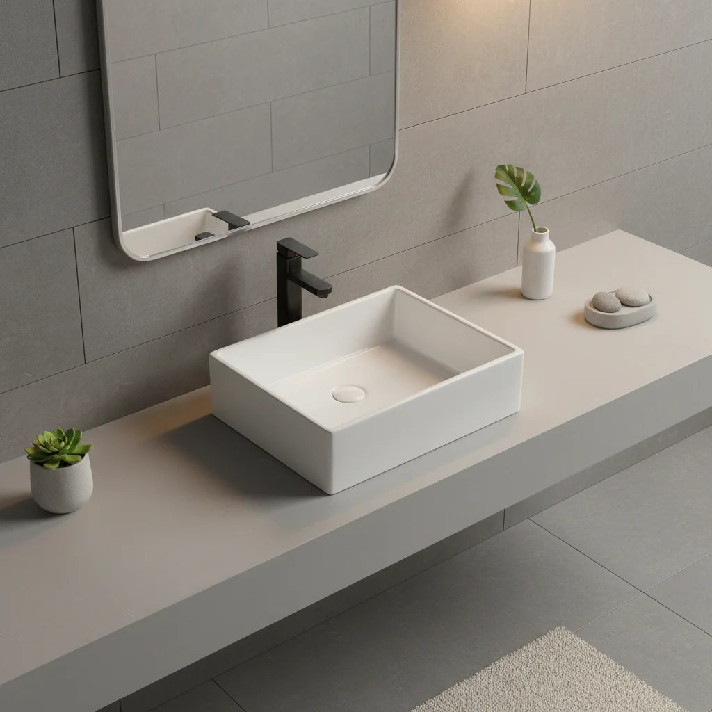 Chaozhou Factory Direct Sale Bathroom Sink Smooth Surface Countertop Ceramic Wash Basin Sink