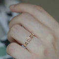 Double Layer Design S925 Sterling Silver Gold Plated Ring Exquisite Small Diamond butterfly Lovely Ring for Women