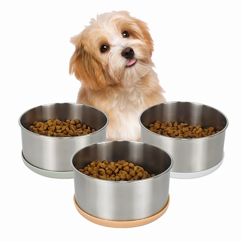 IKITCHEN Wholesale Custom Logo Raised Pet Bowl Stainless Steel Removable Silicone Non-Slip Bottom Dog Food Water Bowl