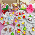 Christmas Fondant Molds Elk Santa Elf Fondant Silicone Mold DIY Chocolate Decorated Cake Baking Tool