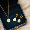 Fashion Rose Earrings Necklace Set Stainless Steel 14K Gold Charm Earrings for Women