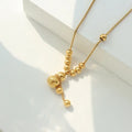 Gold Stainless Steel Chinese Letter "bless" Lucky Gourd Pendant Tassel Necklace Choker Women Jewelry Collar De Acero Inoxidable