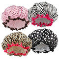 4 Pieces Shower Cap for Women Elastic and Reusable Hair Bath Caps Double Waterproof Layers Bathing Hat