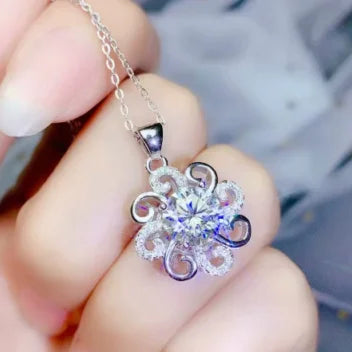 CAOSHI Hot Sale Luxury Sliver Plating Flower Pendant Wedding Engagement Cubic Zircon Necklace for Women Girls