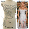 WDP-414 Formal Prom Dresses Silver Crystal Back Body Jewelry Rhinestone Embellishments Applique Bodice Panel