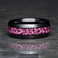 Men's Tungsten Wedding Band Pink Stone Inlay Tungsten Ring Trendy Engagement Party Gift Fashion Jewelry Rings for Men Women